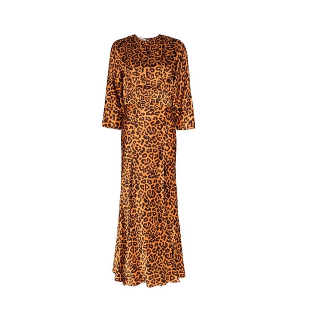 🔥 The Attico Leopard Print Front Slit Maxi Dress
